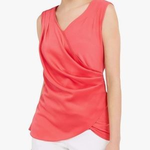 Alfani Rouge Romance Pure Red Wrap Tank Top Blouse